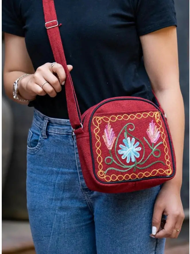PURSE EMBROIDERED HEAVY COTTON