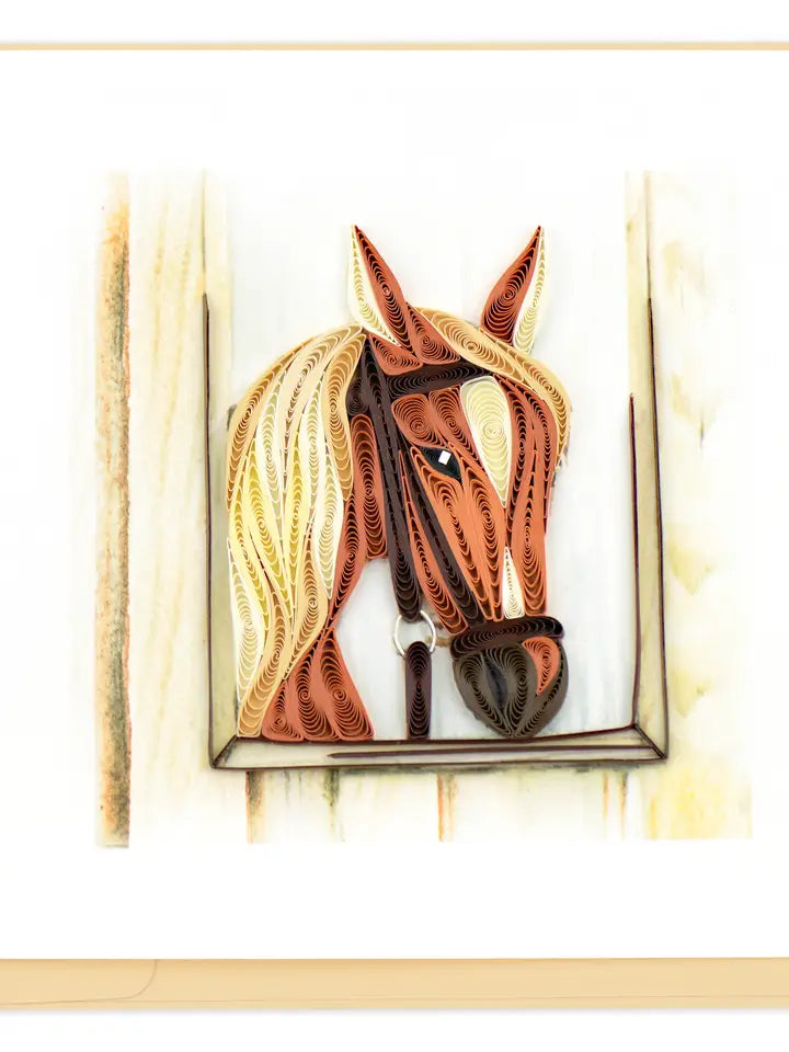 CARD HORSE IN STABLE