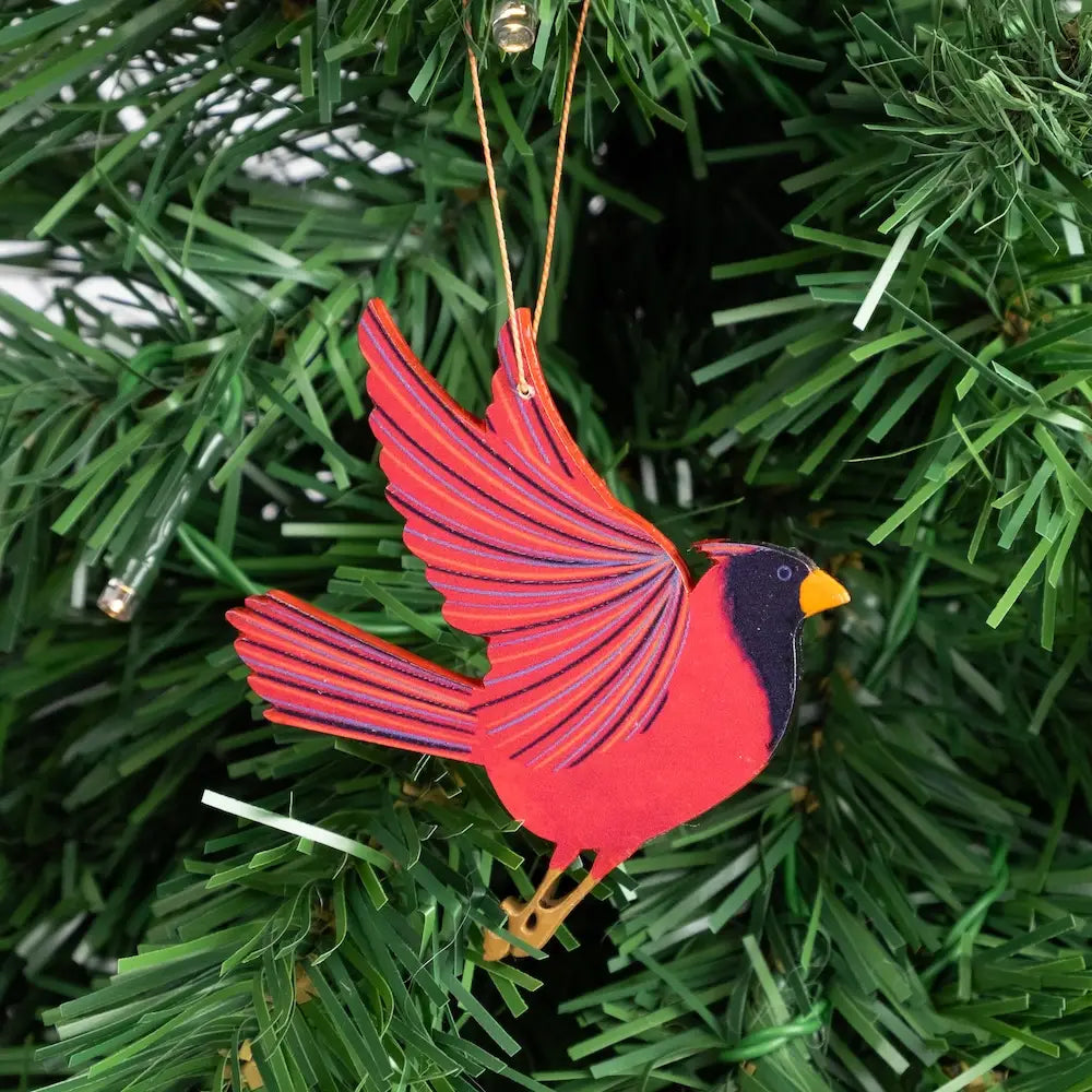 ORNAMENT WOOD CARDINAL