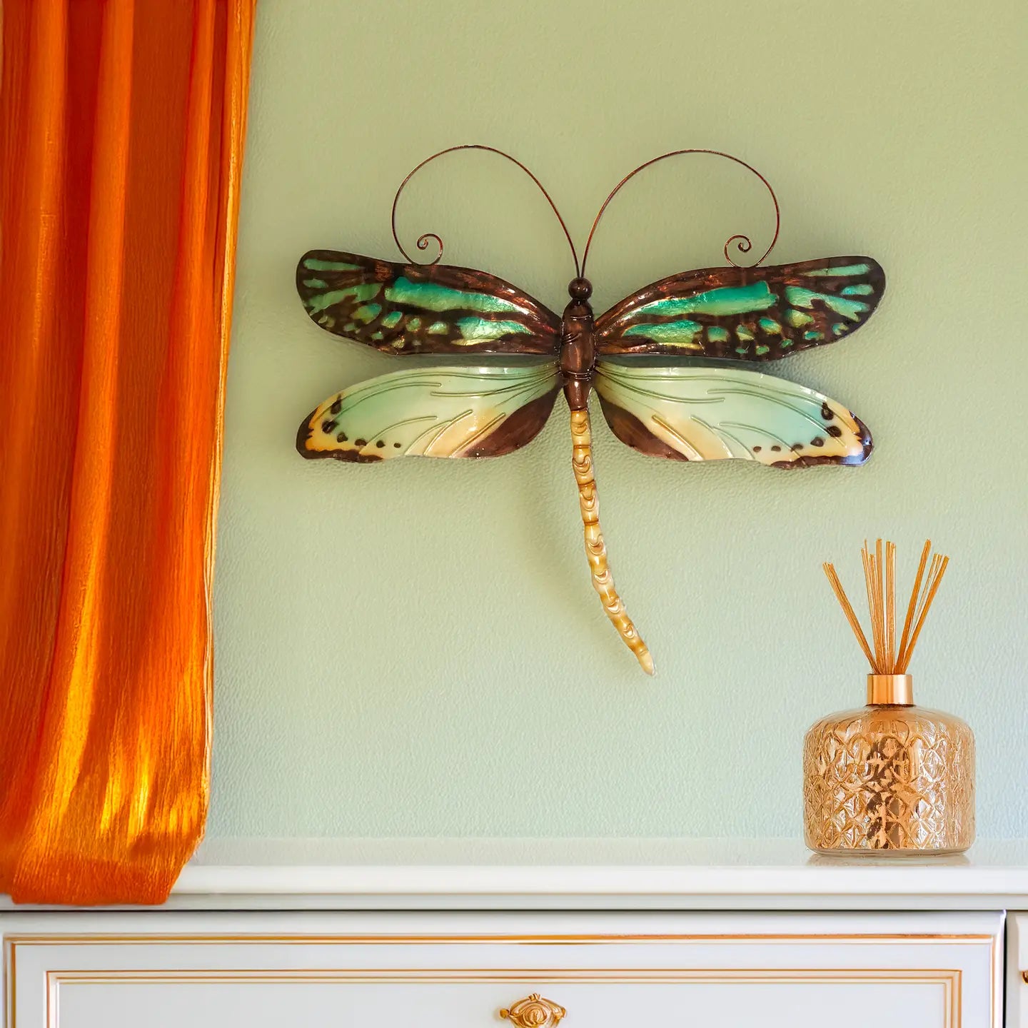 WALL DECOR BUTTERFLY AQUA GOLD