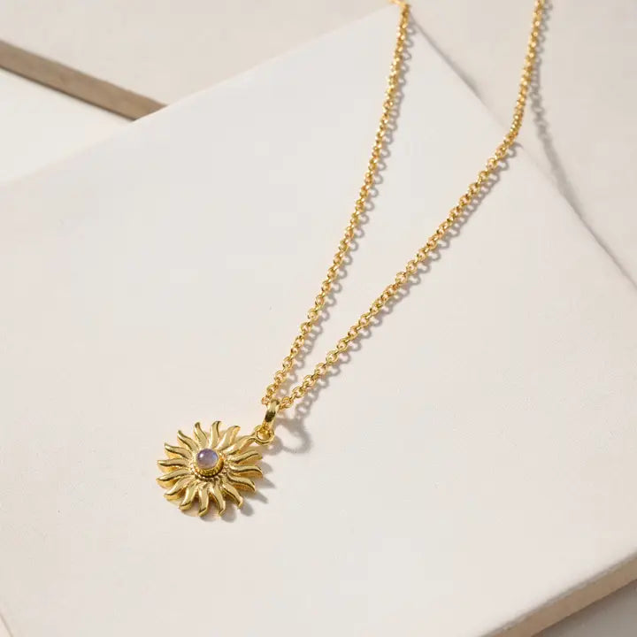 NECKLACE SUNBURST MOONSTONE PENDANT