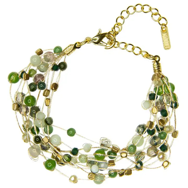 BRACELET REENA SILK STONE AND BRASS LIME