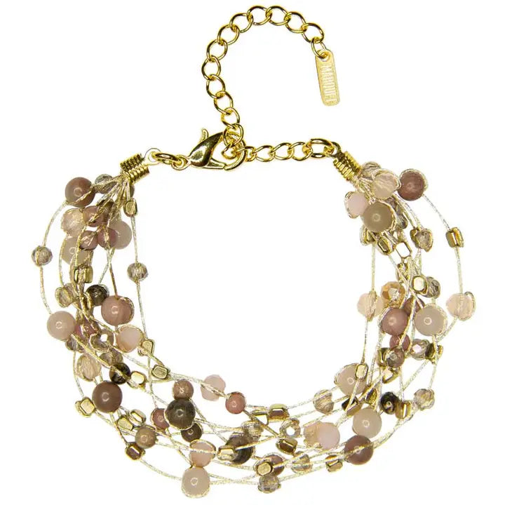 BRACELET REENA SILK STONE AND BRASS SEASHELL