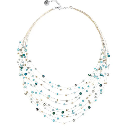 NECKLACE REENA MULTISTRAND STONE CRYSTAL LAKESHORE