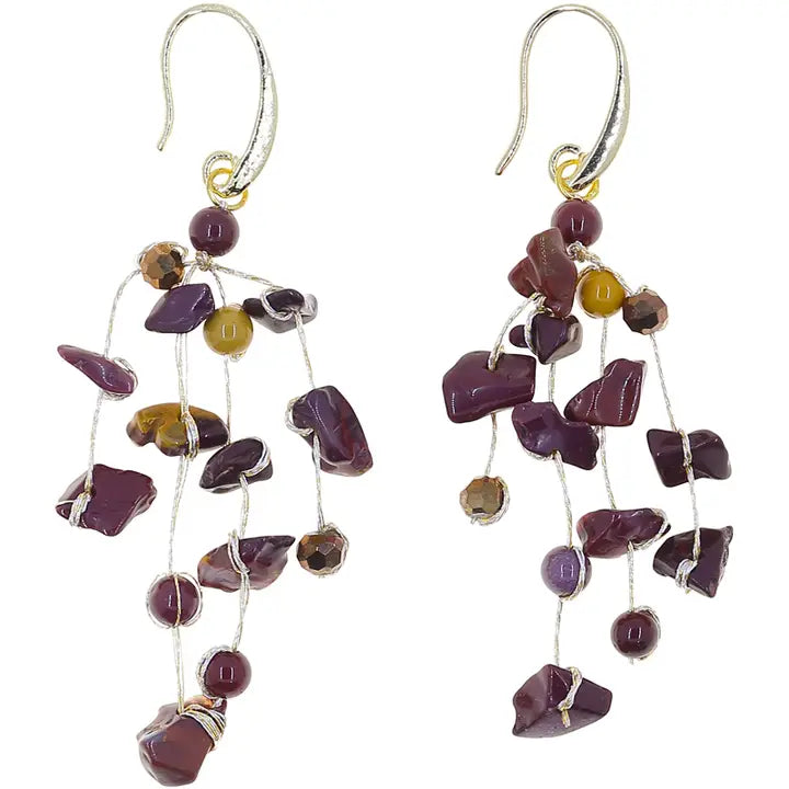 EARRING SARAH MULTISTRAND TUMBLED EARTH