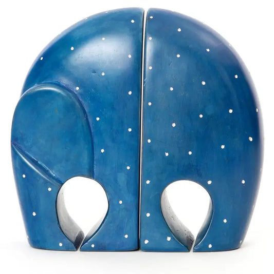 BOOKENDS BLUE ELEPHANT SOAPSTONE