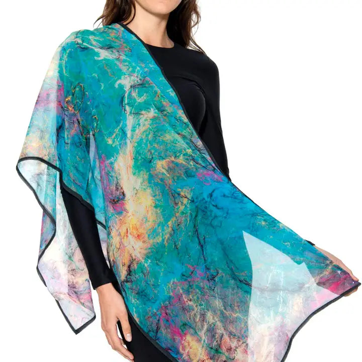 SCARF ALOKA CUPRO WATERCOLOR TURQUOISE