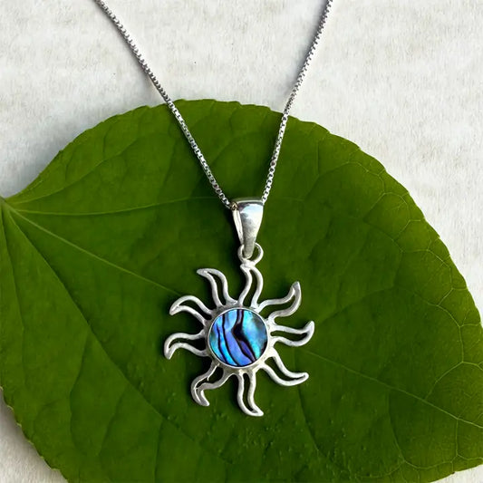 NECKLACE SUN RAYS ABALONE SILVER