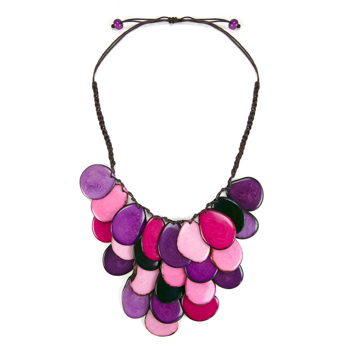 NECKLACE WATERFALL TAGUA PURPLE