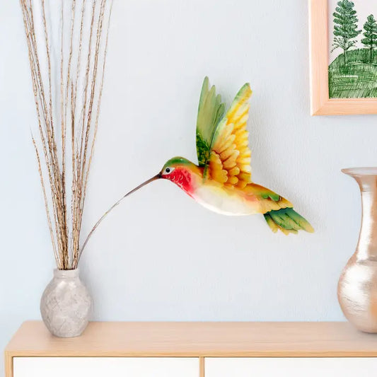 WALL DECOR HUMMINGBIRD YELLOW GREEN