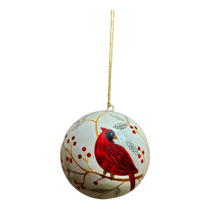 ORNAMENT CARDINAL BIRD PAPER MACHE