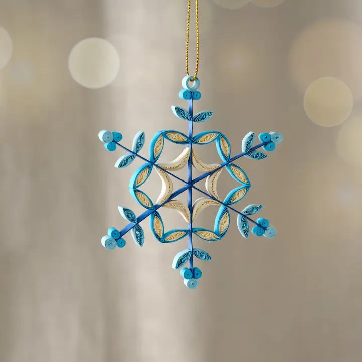 ORNAMENT KHOE SOWFLAKE BLUE QUILLED