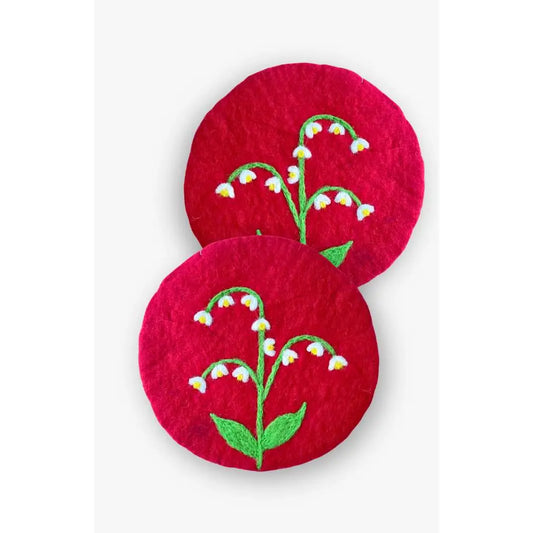 TRIVET FELT LILY OF VALLEY
