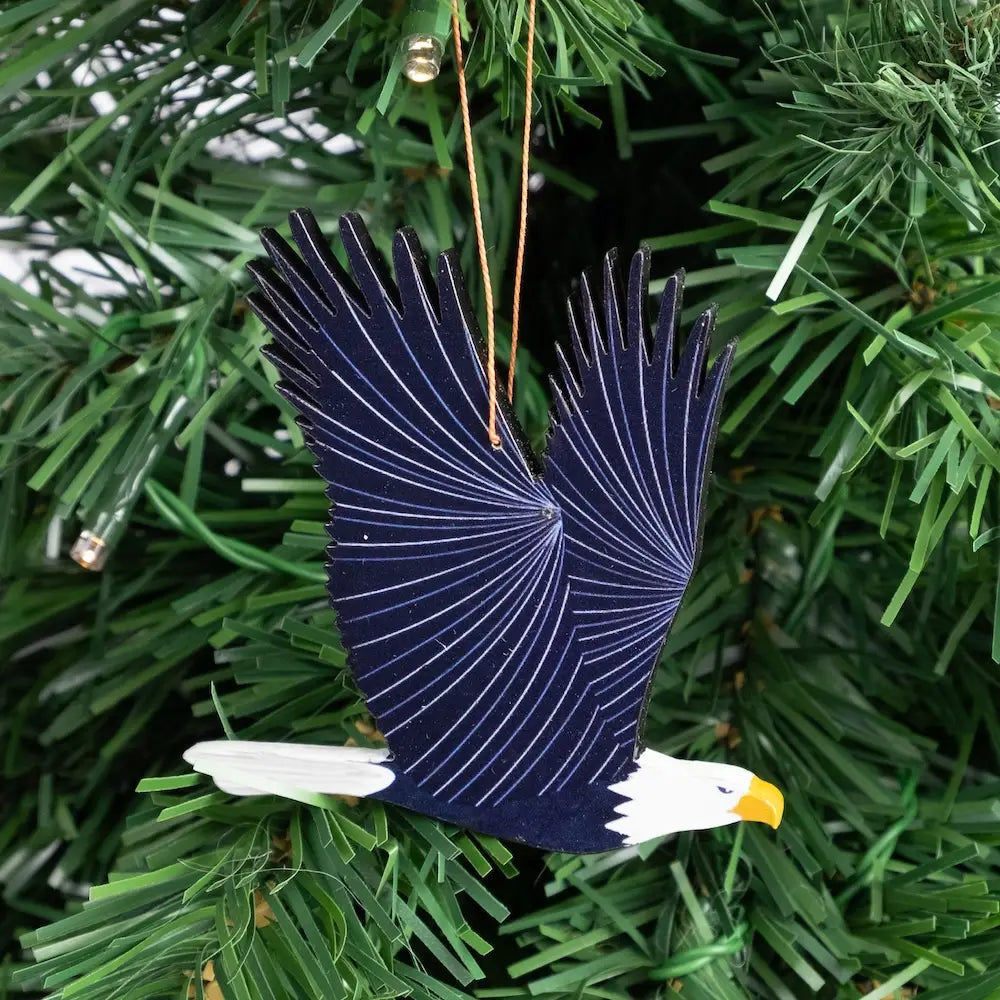 ORNAMENT WOOD BALD EAGLE