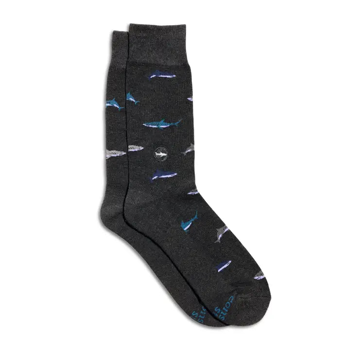 SOCKS SHARKS GRAY MEDIUM