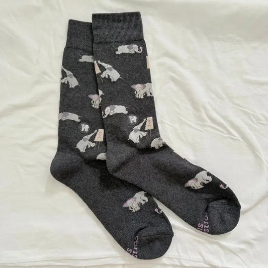 SOCKS MENTAL HEALTH GRAY ELEPHANT MED