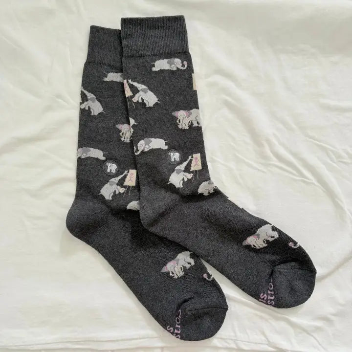 SOCKS MENTAL HEALTH GRAY ELEPHANT SM