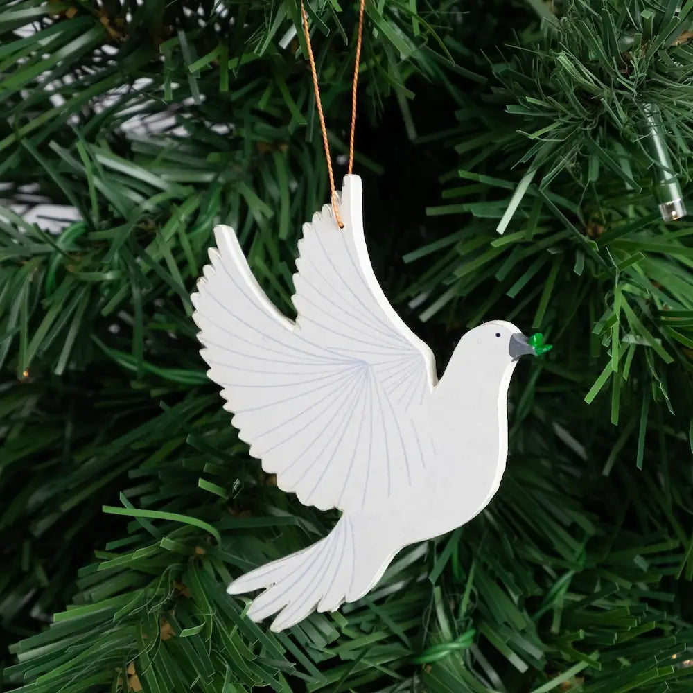 ORNAMENT WOOD PEACE DOVE