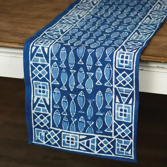 RUNNER TABLE INDIGO FISH