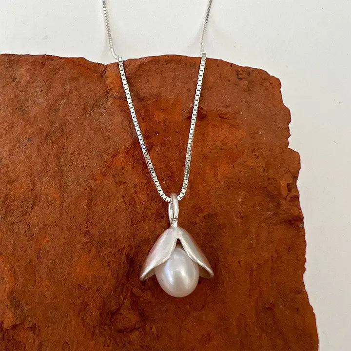 NECKLACE ACORN PEARL STERLING