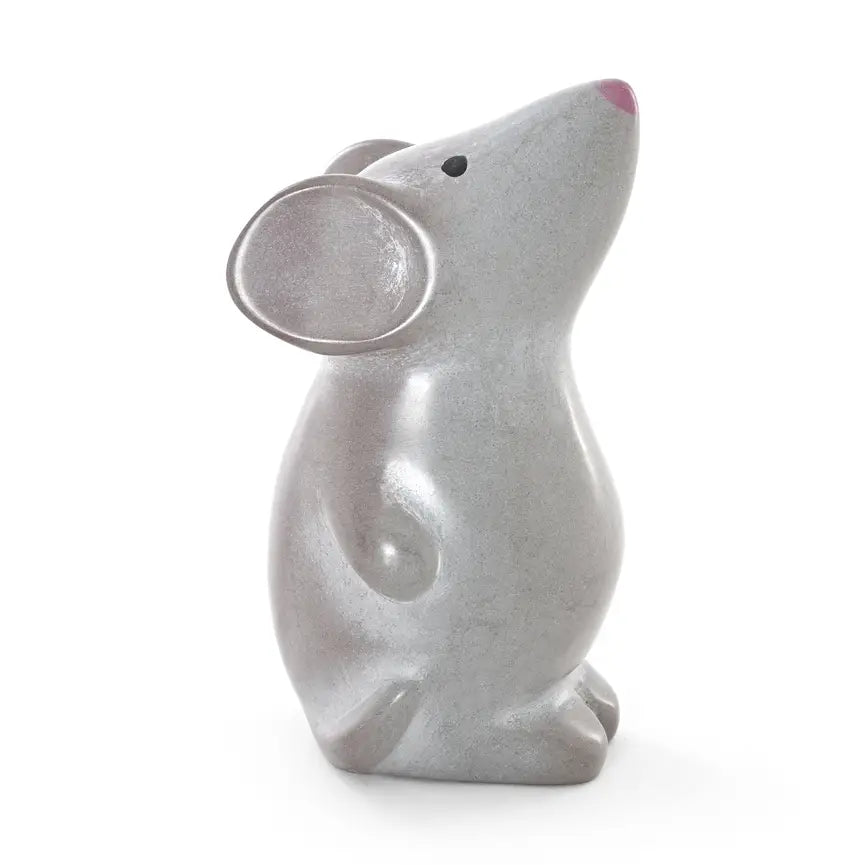MOUSE GRAY STANDING SOAPSTONE
