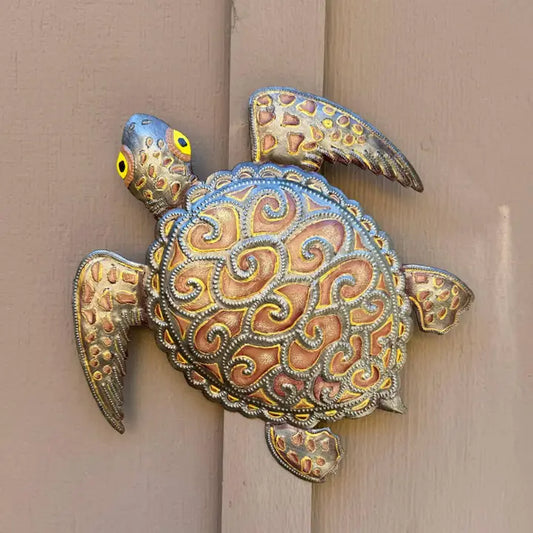 WALL HANGING PAINTED TURTLE METAL