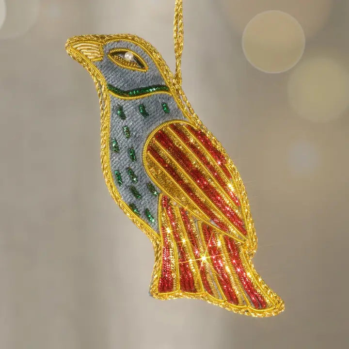 ORNAMENT KALYANI BIRD FLOCKED STRIPED WING