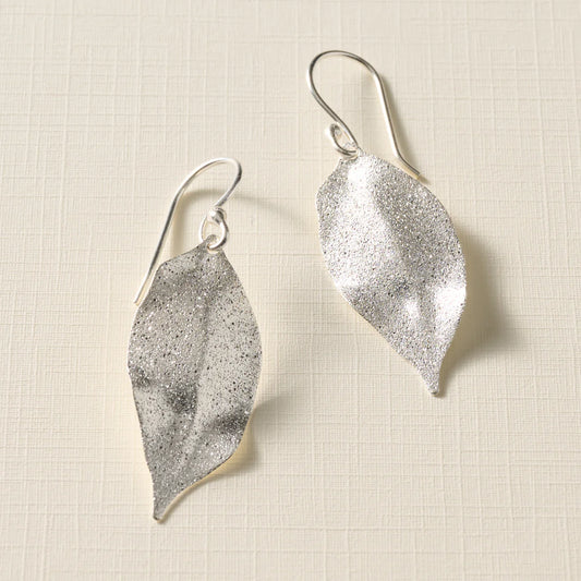 EARRING LEAF ESHA SILVER SPARKLE