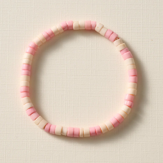 BRACELET THOTA BONE BEAD TAN PINK