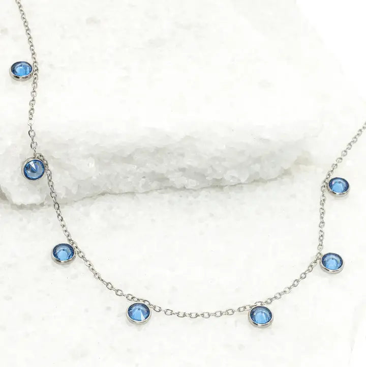 NECKLACE GUIDING LIGHTS SILVER BLUE