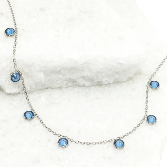NECKLACE GUIDING LIGHTS SILVER BLUE