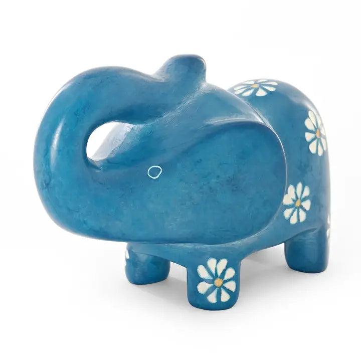 ELEPHANT BLUE DAISY SOAPSTONE