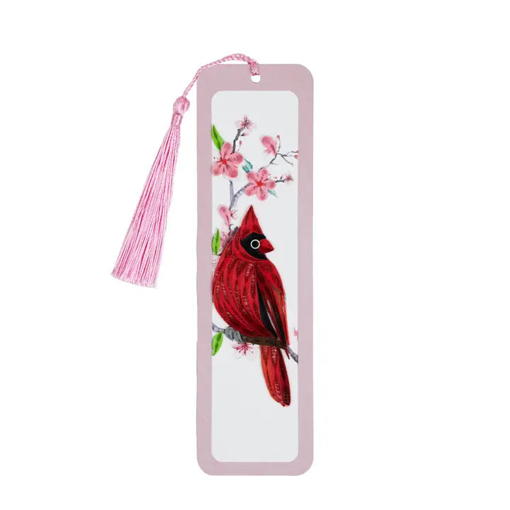 BOOKMARK QUILL CARDINAL CHERRY BLOSSOM