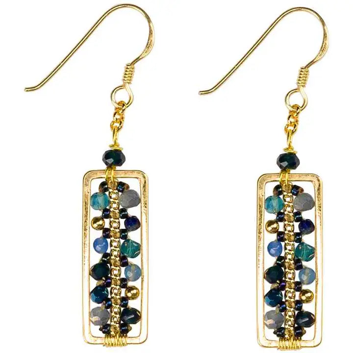 EARRING WILLOW RECTANGLE BEAD BLUEBELL