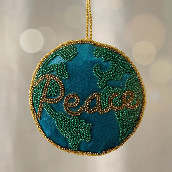 ORNAMENT ARVI PEACE ON EARTH BEADED