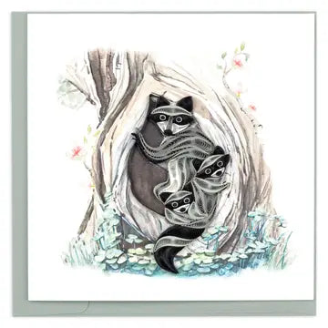 CARD RACCOON TREE HOLE