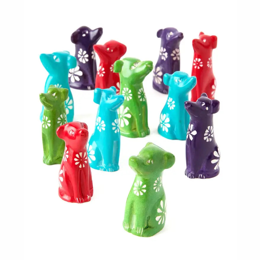 DOG RAINBOW FLOWER MINI SOAPSTONE