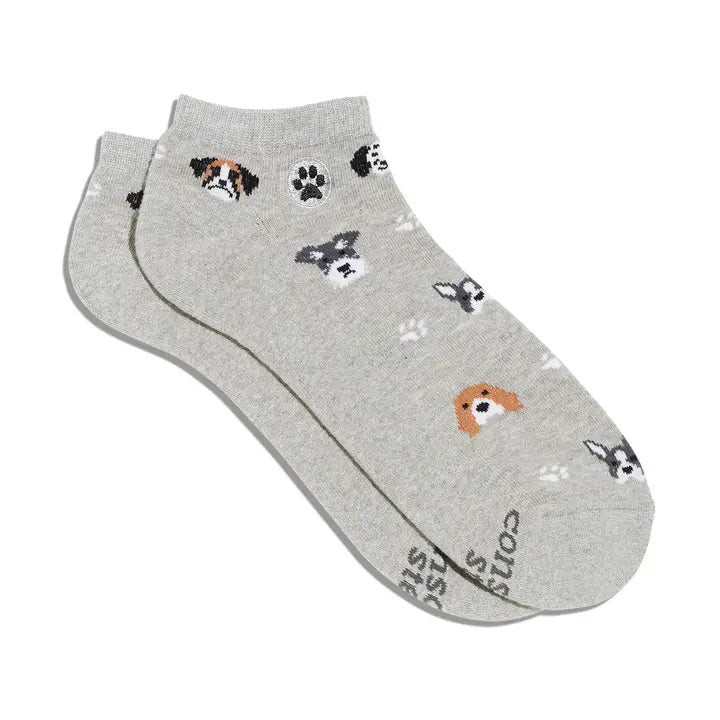 SOCKS ANKLE DOGS GRAY MED