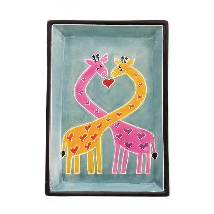 TRAY GIRAFFE LOVER SOAPSTONE