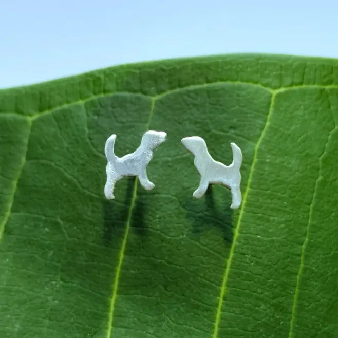EARRING STUD TINY DOG STERLING