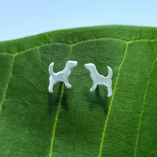 EARRING STUD TINY DOG STERLING