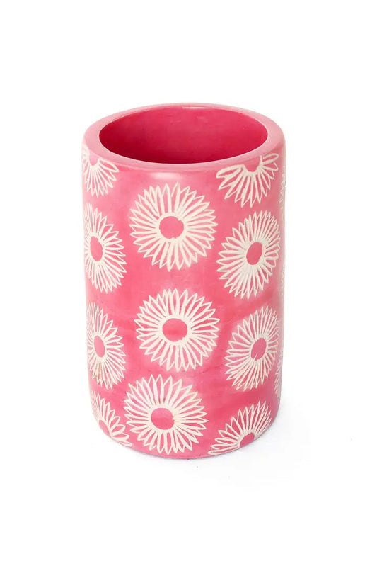 VASE PINK BLOSSOM SOAPSTONE