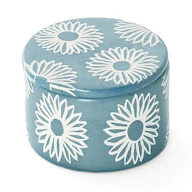 RING BOX BLUE BLOSSOM SOAPSTONE