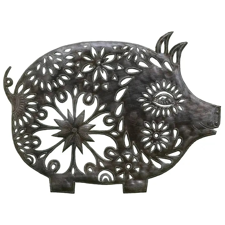 WALL HANGING PIG METAL LG