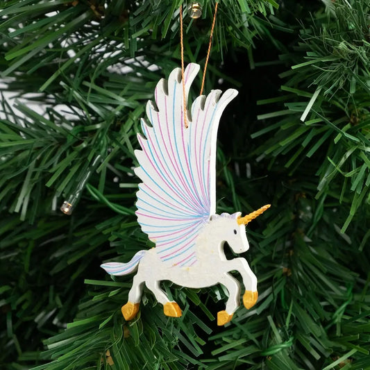 ORNAMENT WOOD UNICORN