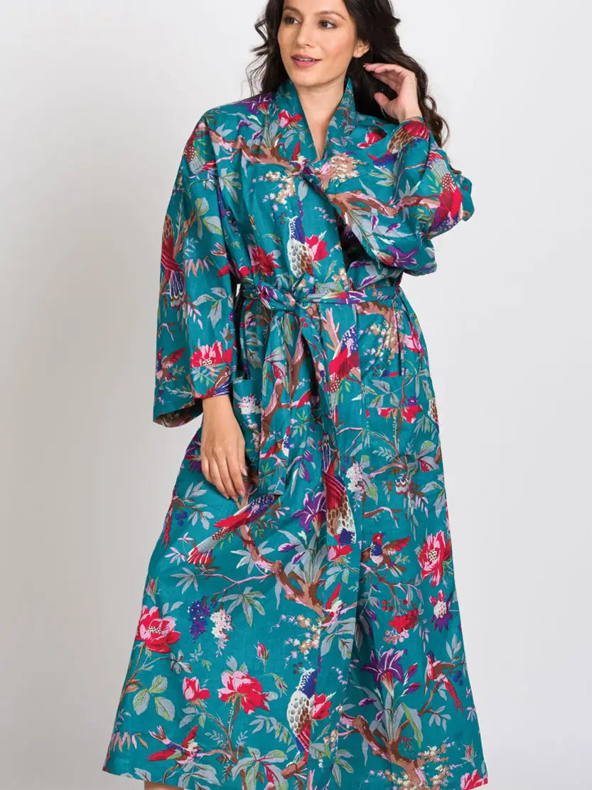 ROBE RANI KIMONO TEAL ROSE