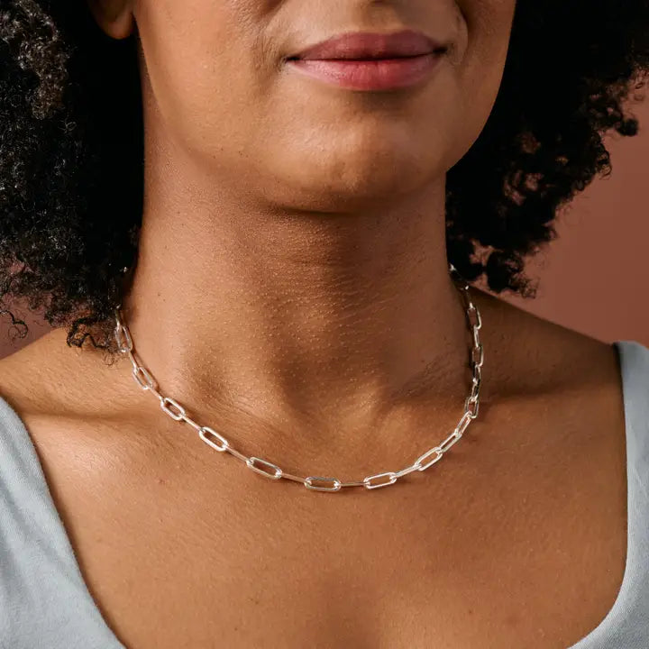 NECKLACE SANVI SILVER TONE LINK