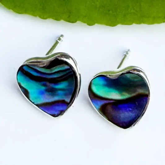 EARRING STUD HEART ABALONE