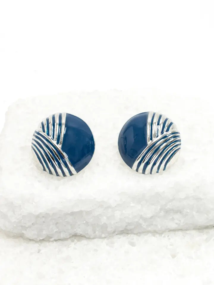 EARRING SERENITY WAVE SILVER BLUE