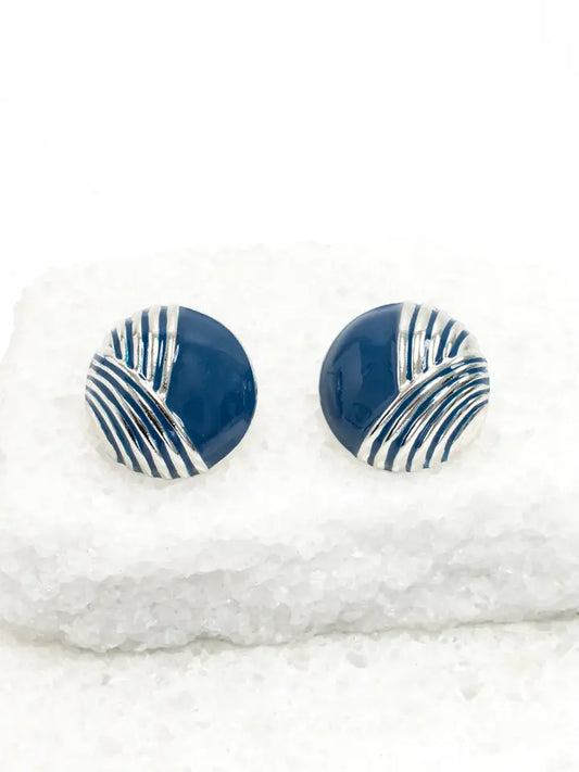 EARRING SERENITY WAVE SILVER BLUE